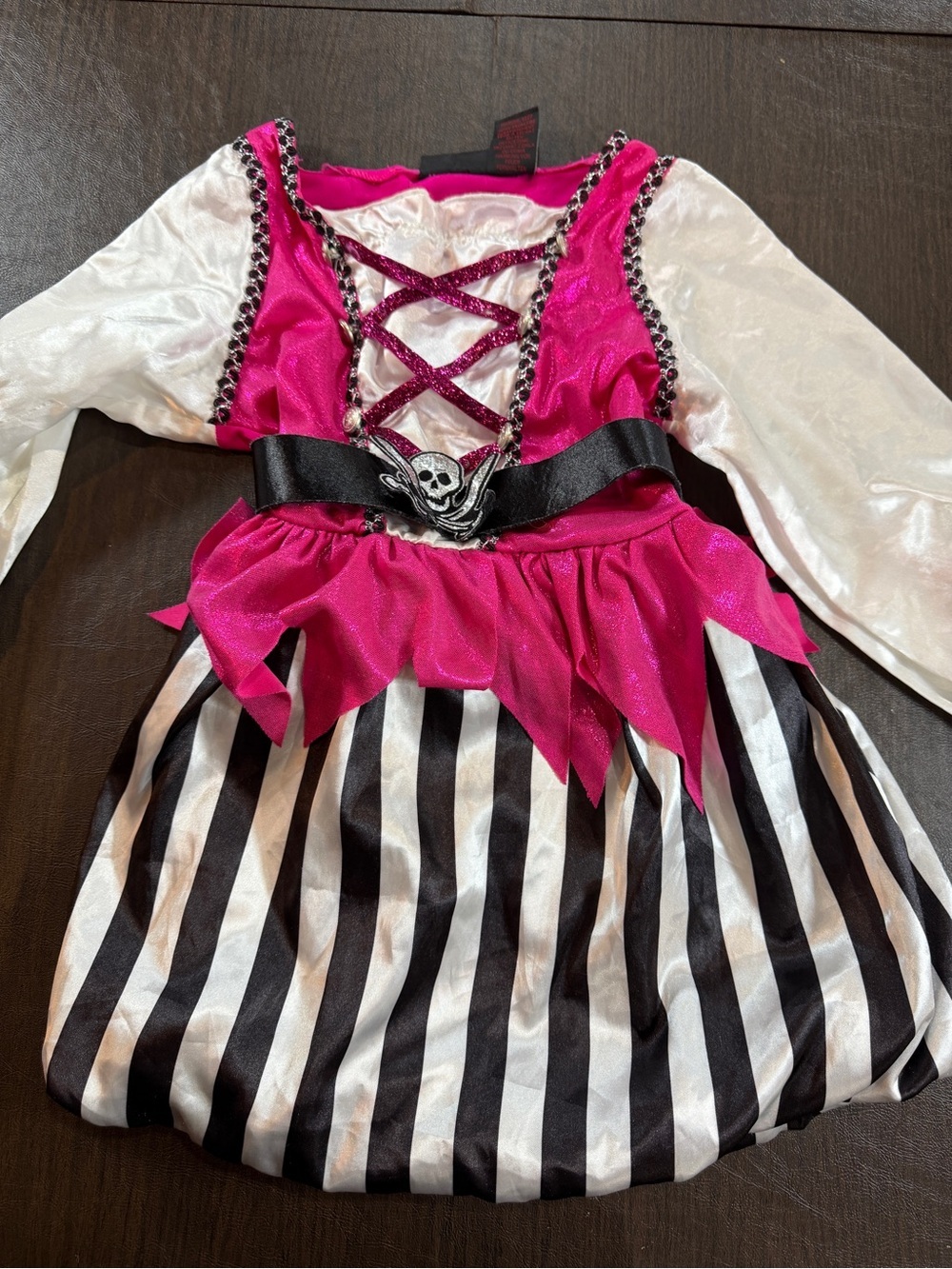 Girls Pink and Black Pirate Costume Dress Sz S 7-8